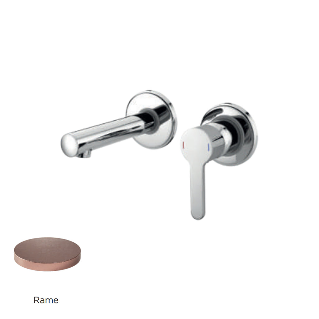 Miscelatore monocomando lavabo murale RubiFlux serie Lume canna 20 cm - Rame