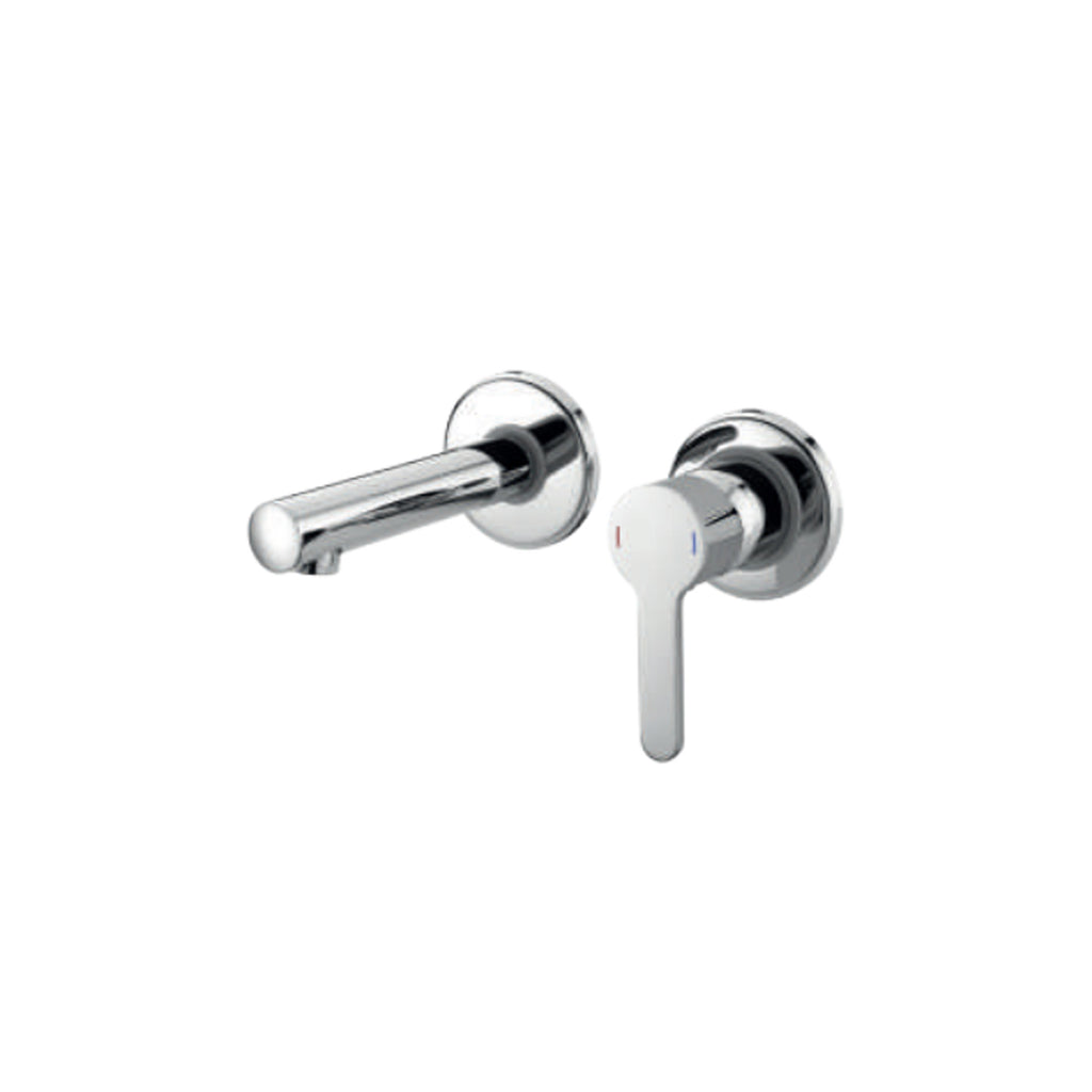 Miscelatore monocomando lavabo murale RubiFlux serie Lume canna 25 cm - Cromo