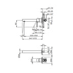 Miscelatore monocomando lavabo murale RubiFlux serie Lume canna 25 cm - Cromo