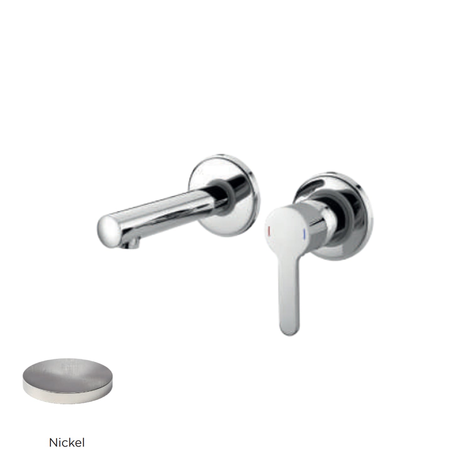 Miscelatore monocomando lavabo murale RubiFlux serie Lume canna 25 cm - Nickel