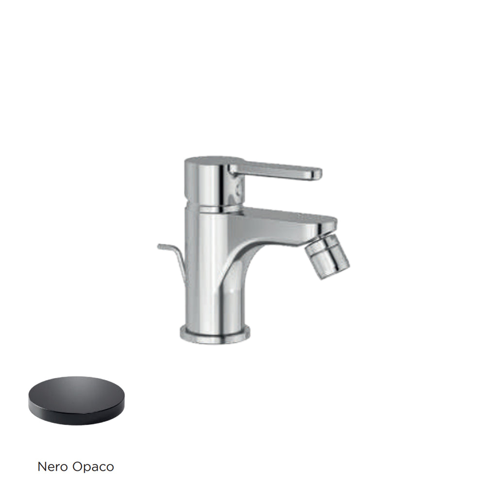 Miscelatore monocomando bidet con scarico RubiFlux serie Lume - Nero Opaco