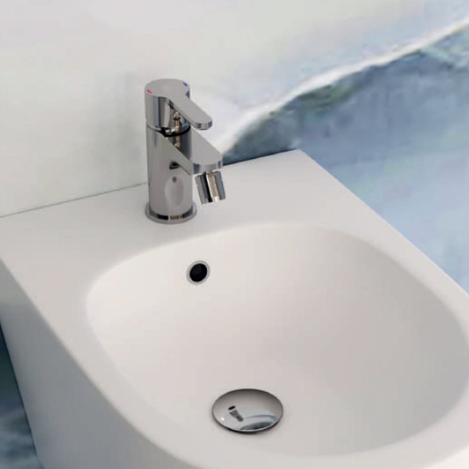 Miscelatore monocomando bidet con scarico RubiFlux serie Lume - Nickel