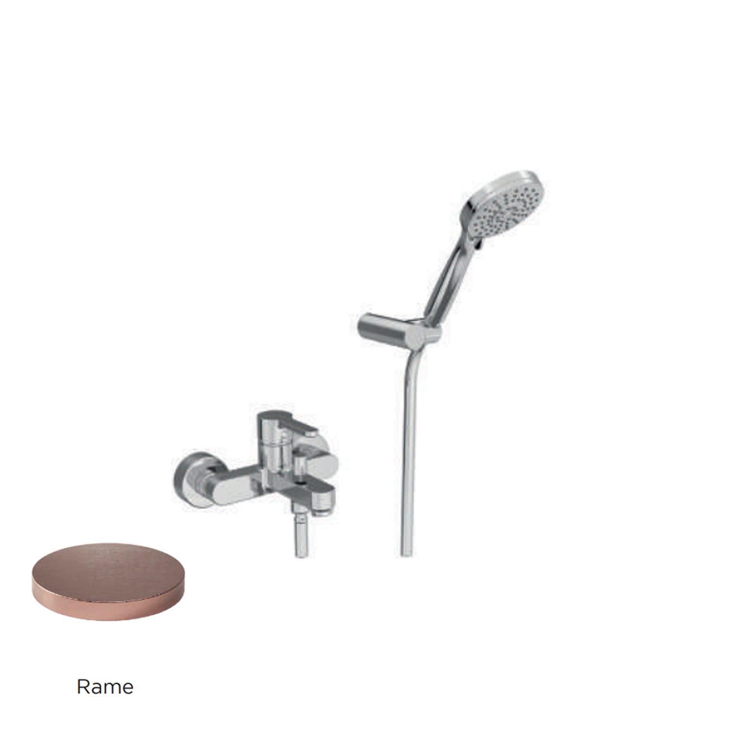 Miscelatore monocomando per vasca con kit doccino RubiFlux serie Lume - Rame