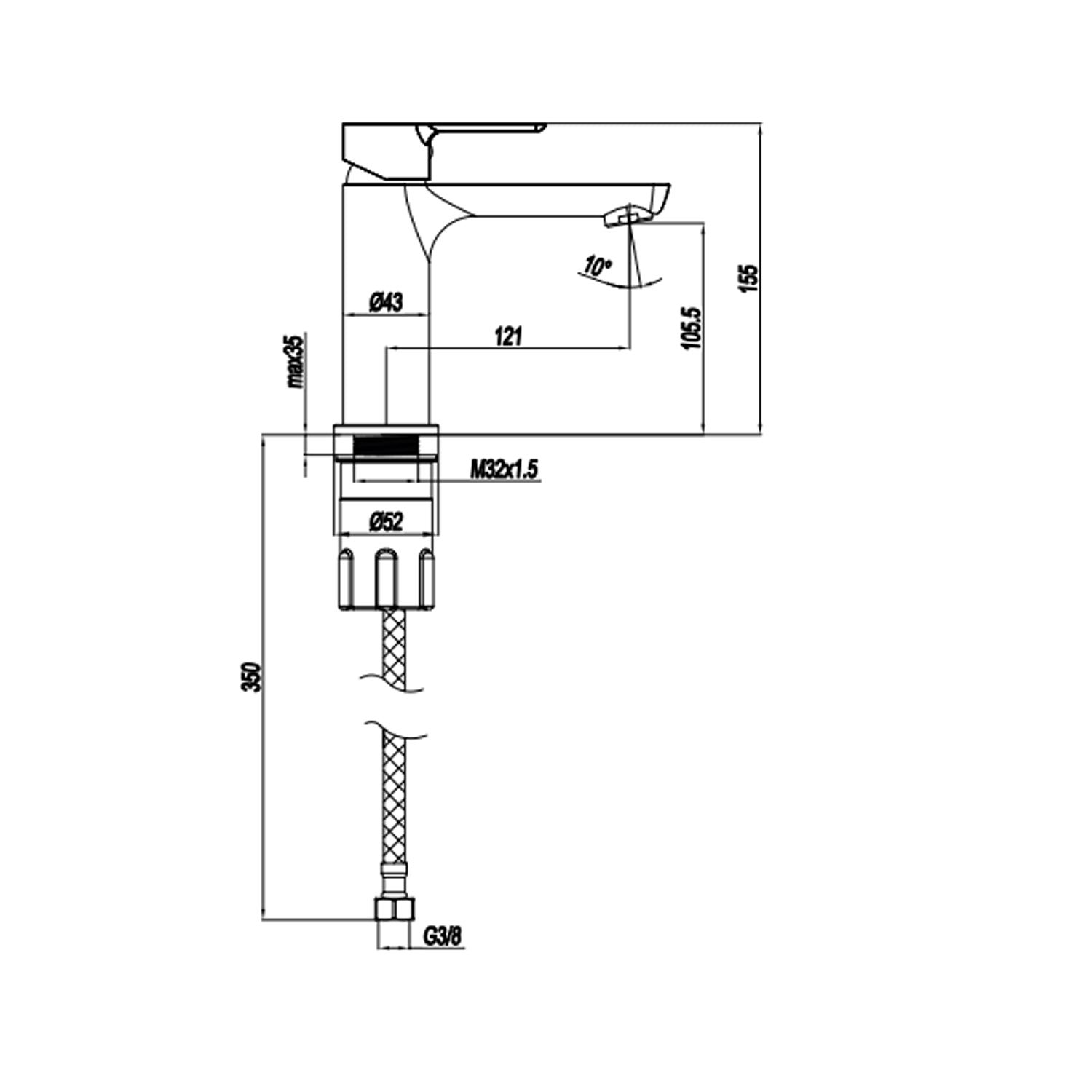 Miscelatore monocomando lavabo RubiFlux serie Zea - Cromo