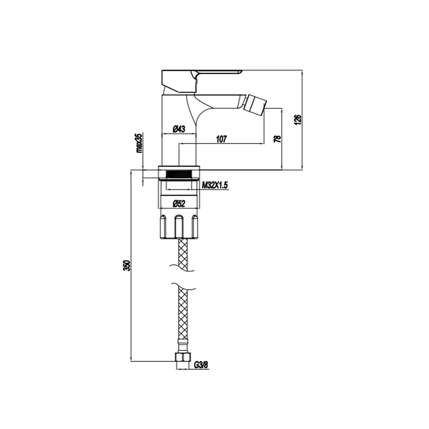 Miscelatore monocomando bidet RubiFlux serie Zea - Cromo