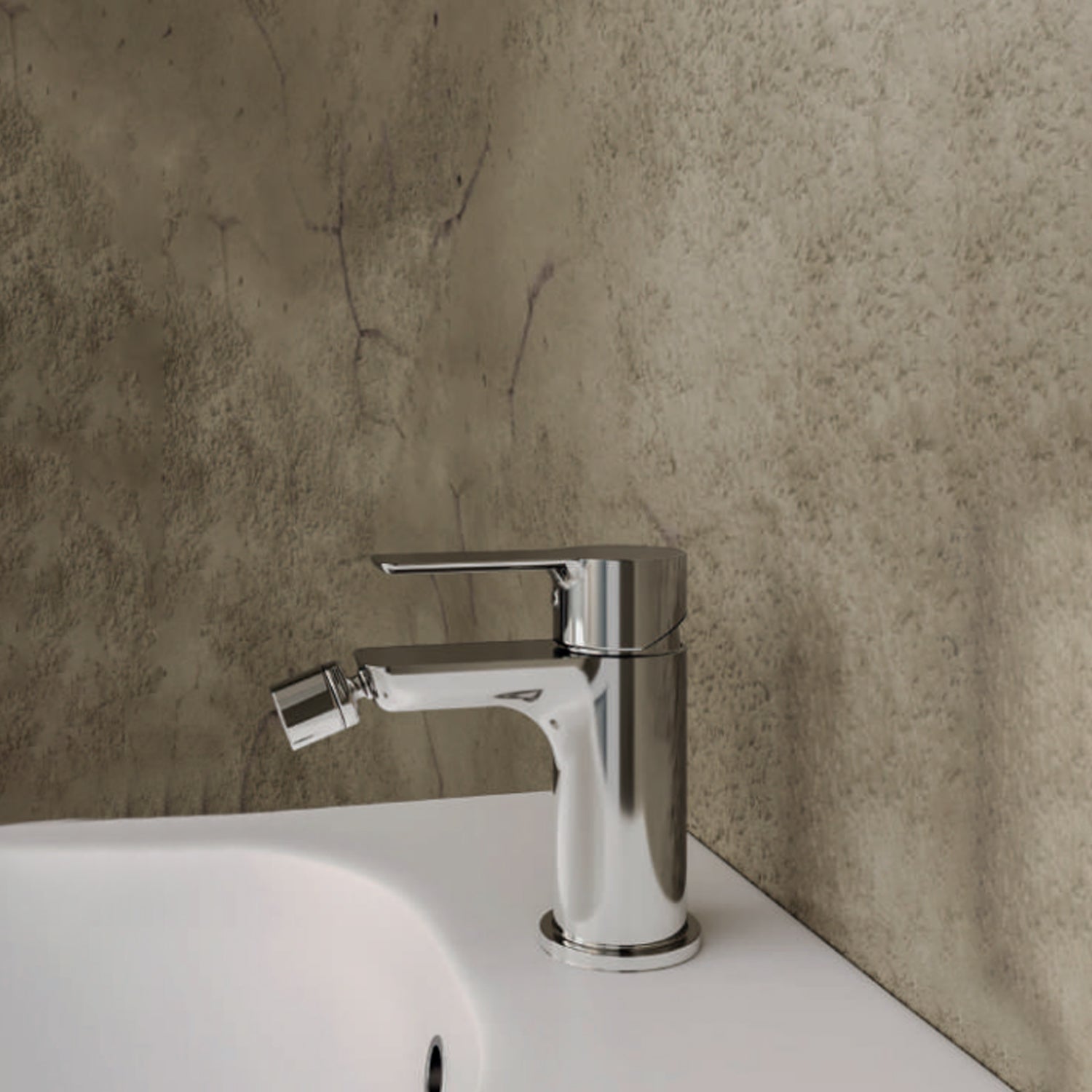 Miscelatore monocomando bidet con scarico RubiFlux serie Zea - Cromo