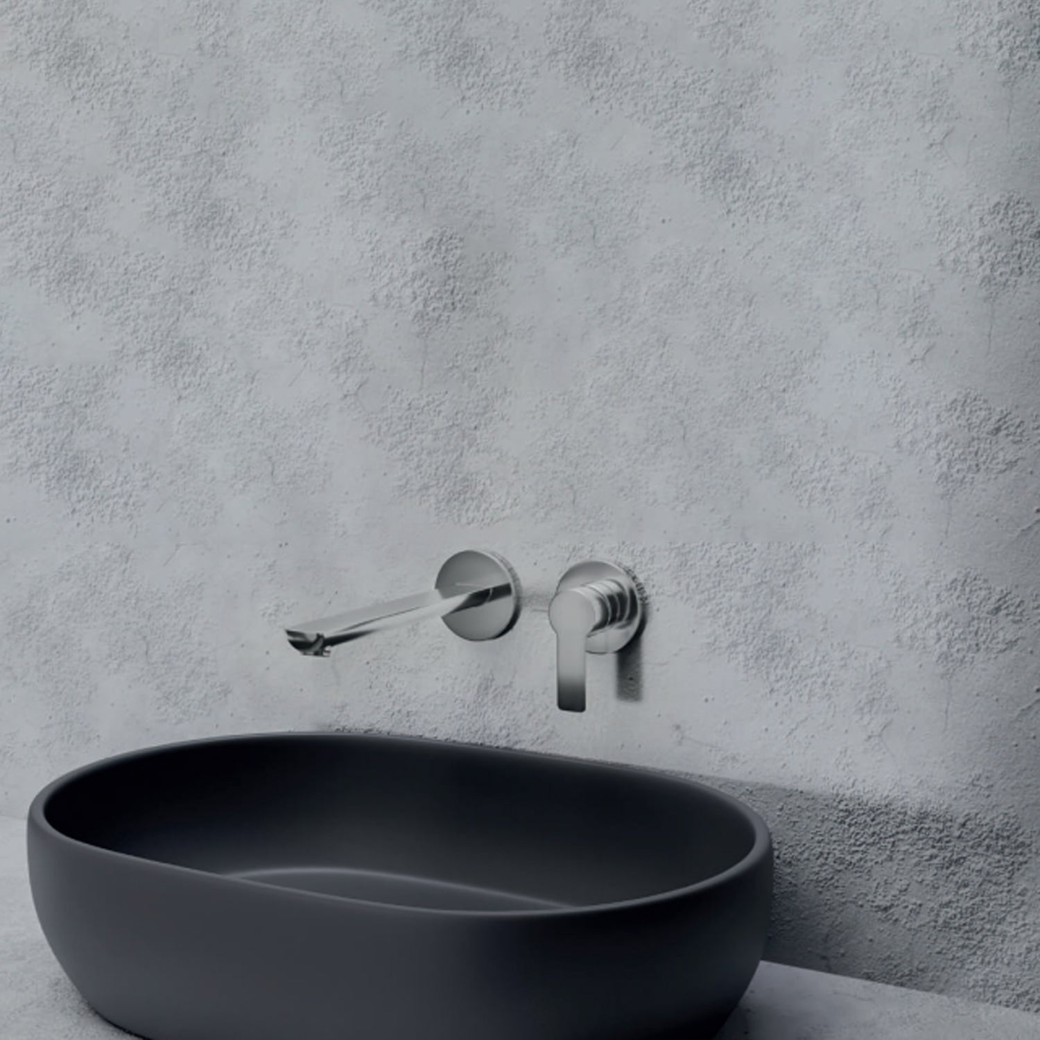 Miscelatore monocomando lavabo murale RubiFlux serie Zea canna 25 cm - Cromo