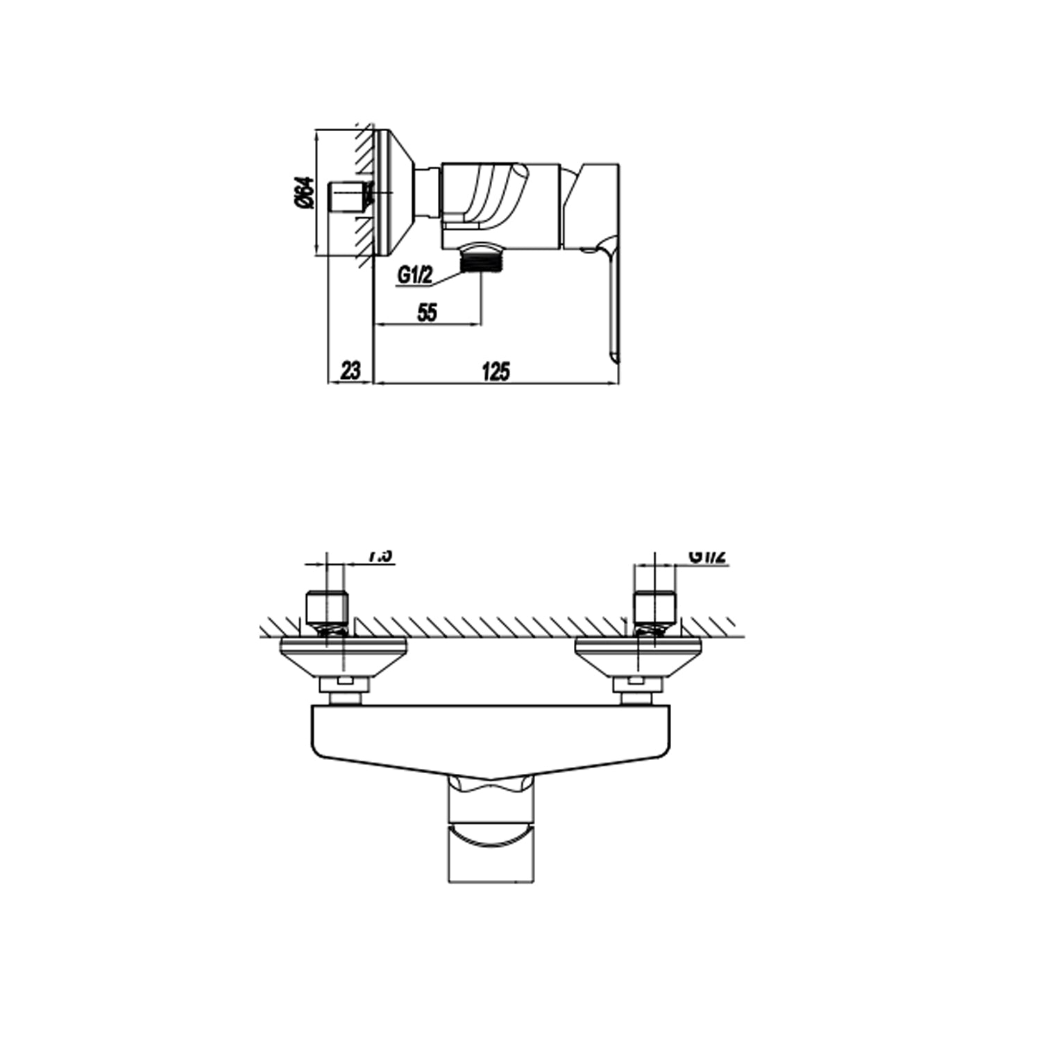 Miscelatore monocomando esterno per doccia RubiFlux serie Zea - Cromo