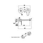 Miscelatore monocomando lavabo murale RubiFlux serie Ampra canna 20 cm - Cromo