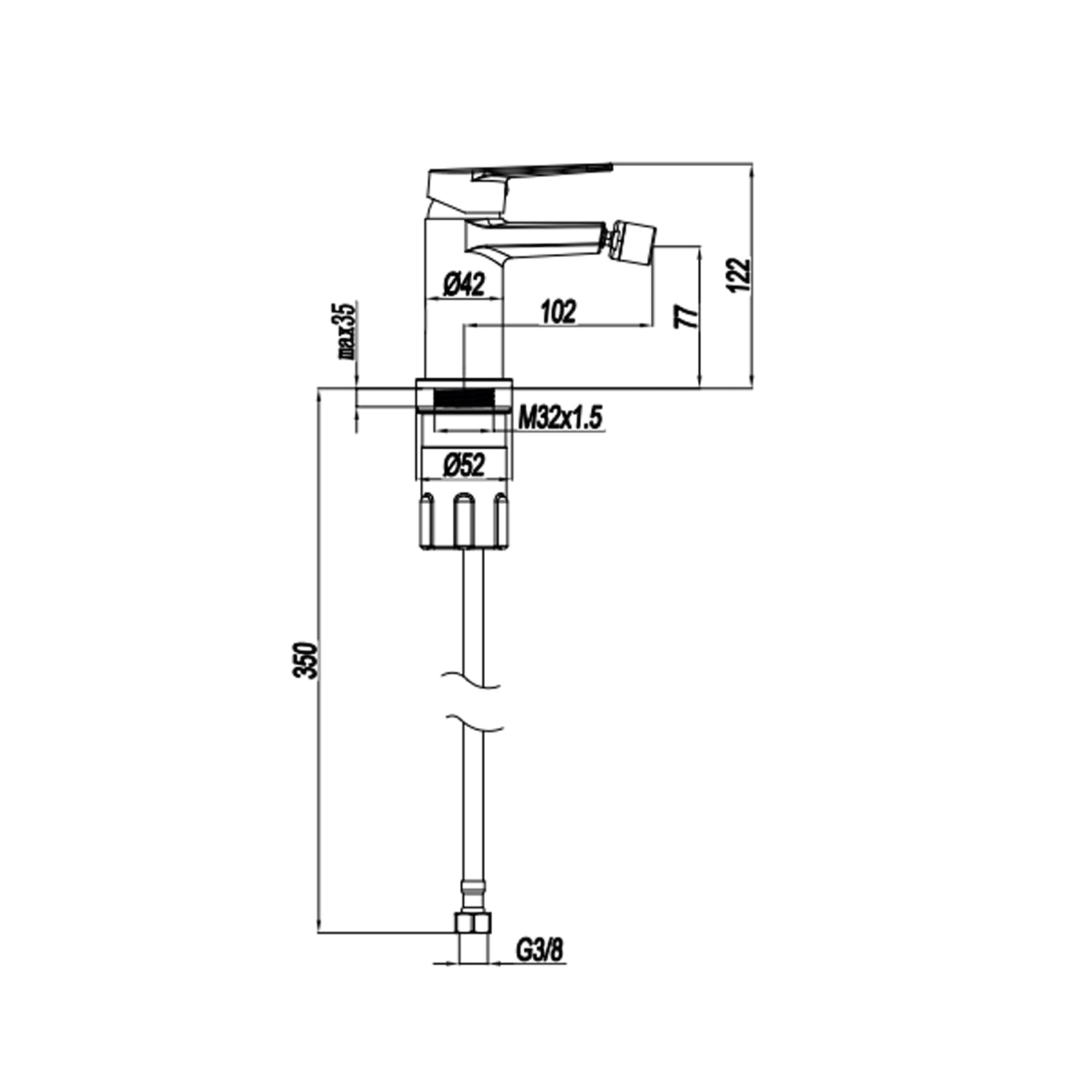 Miscelatore monocomando bidet RubiFlux serie Ampra - Cromo