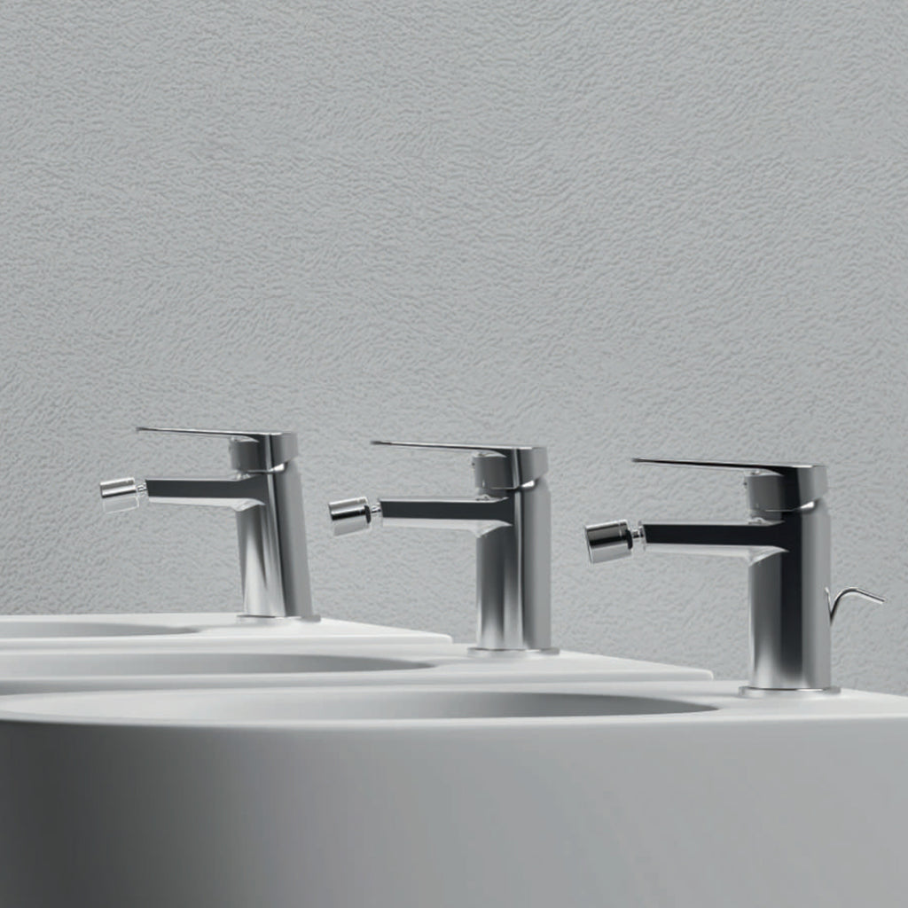 Miscelatore monocomando inclinato bidet con scarico RubiFlux serie Ampra - Cromo