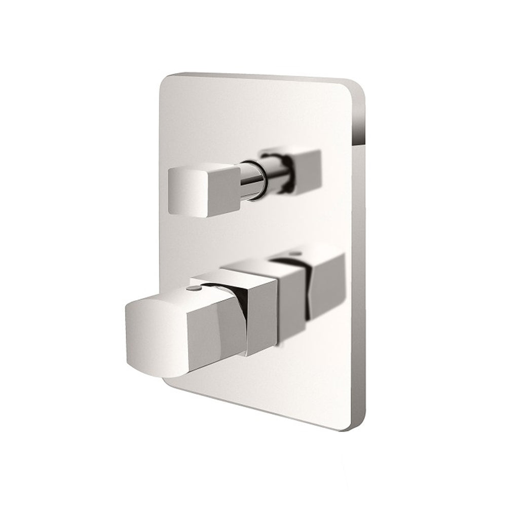 Kit miscelatore lavabo + bidet + doccia a due vie RubiFlux serie Lilium con piletta clic-clac - Nickel spazzolato