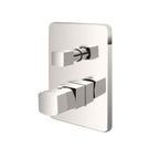 Kit miscelatore lavabo + bidet + doccia a due vie RubiFlux serie Lilium con piletta clic-clac - Nickel spazzolato