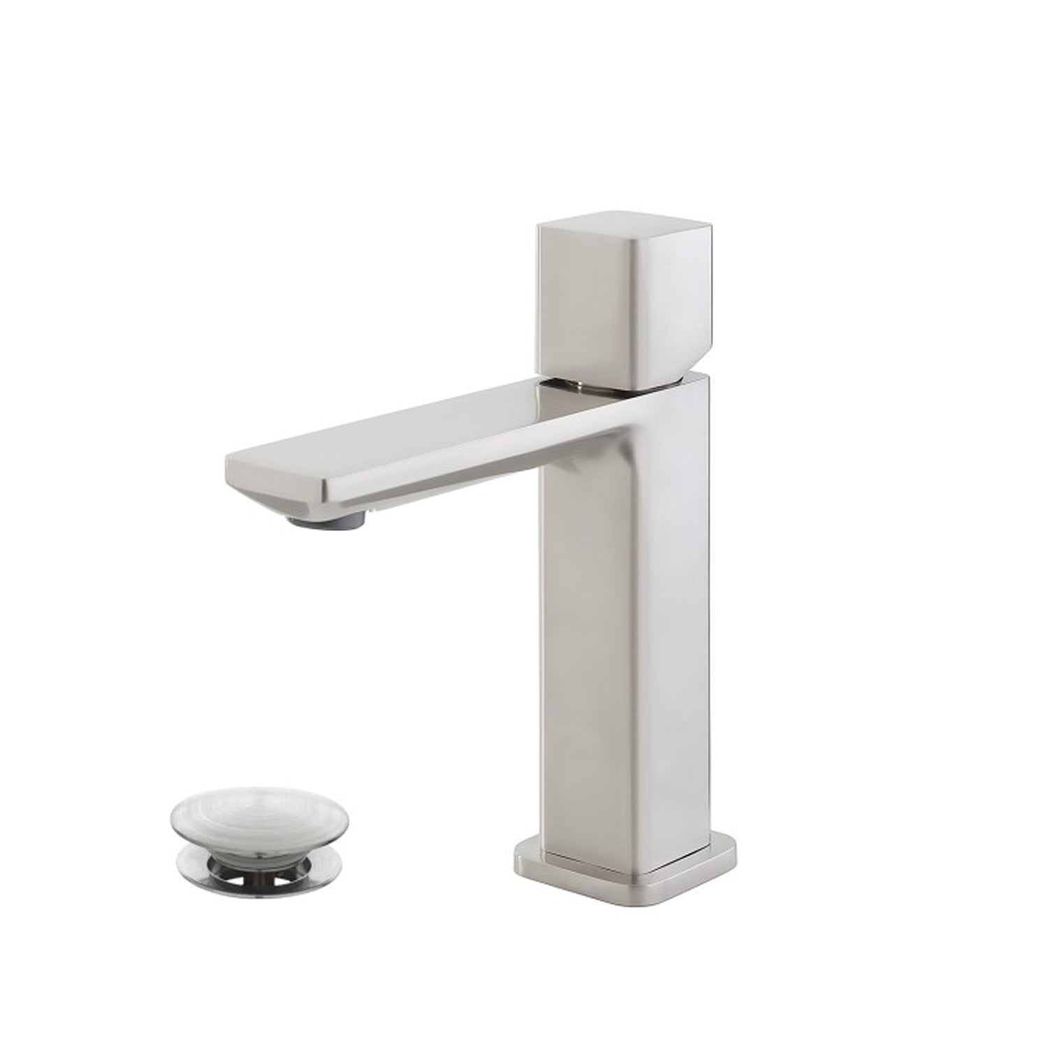 Kit miscelatore lavabo + bidet  RubiFlux serie Lilium Modello Grey con piletta clic-clac - Nickel spazzolato