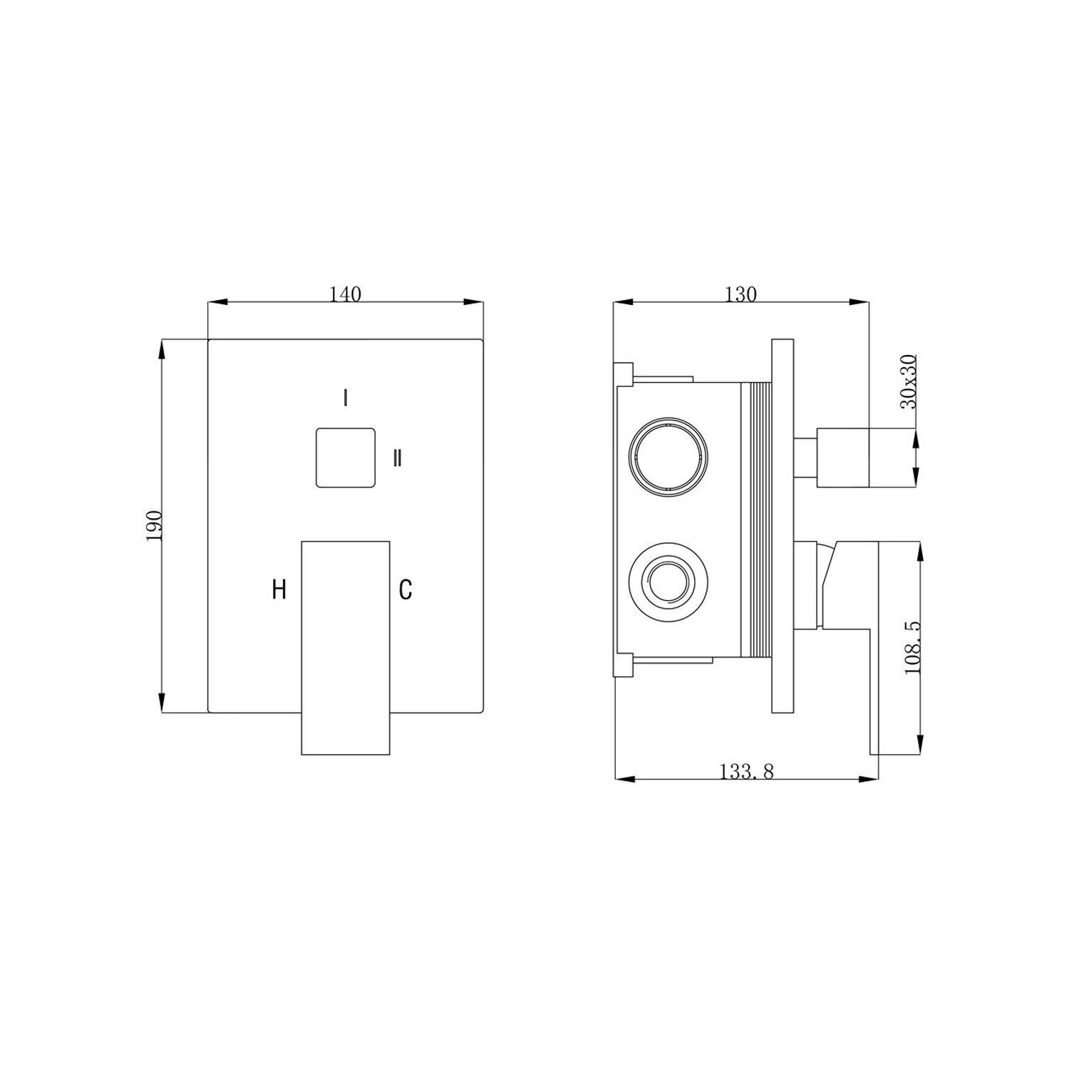 Miscelatore incasso 2 vie con easy box e cartuccia 40 senza distributore