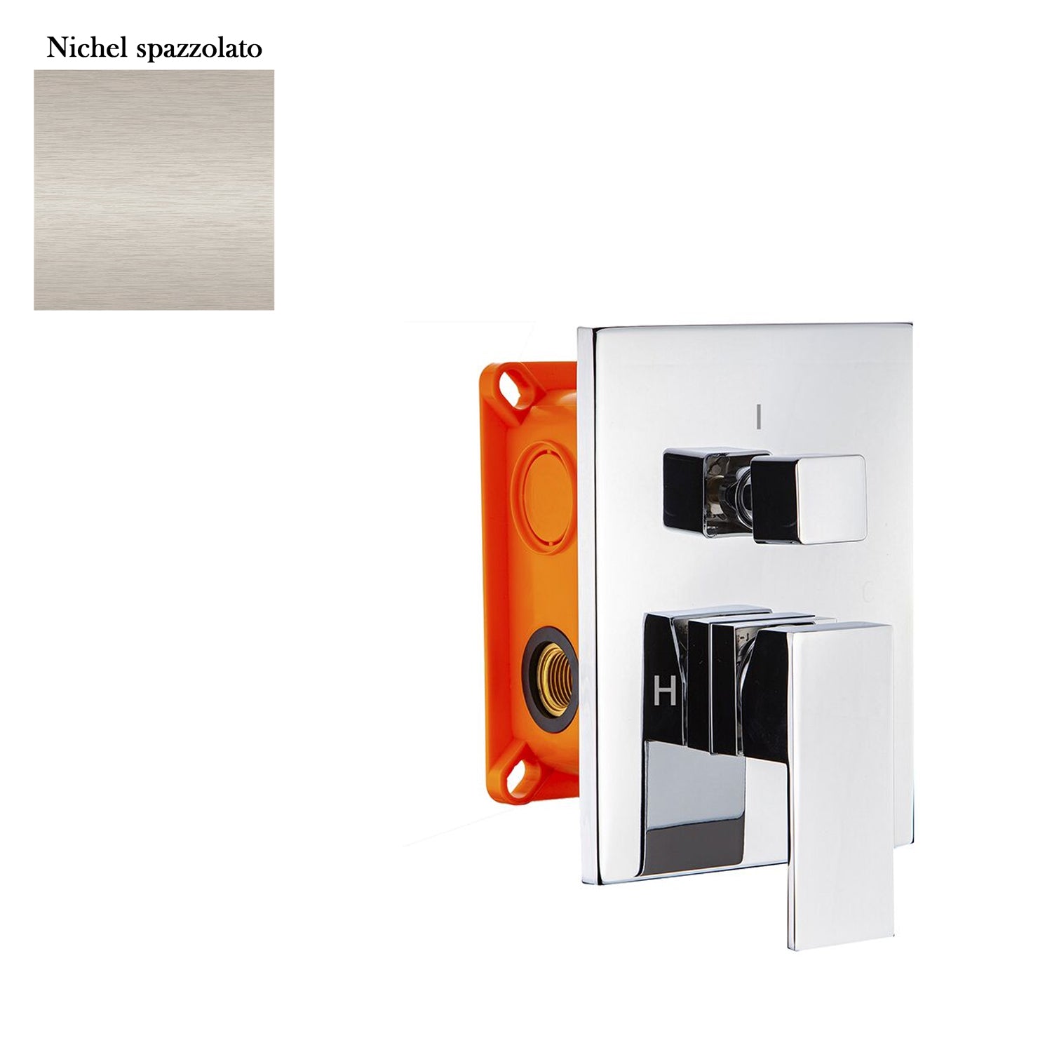 Miscelatore incasso 2 vie con easy box e cartuccia 40 nichel