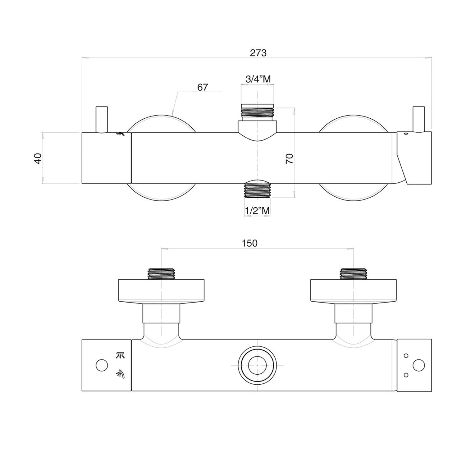Miscelatore doccia esterno con cartuccia 35mm e deviatore cromo nero