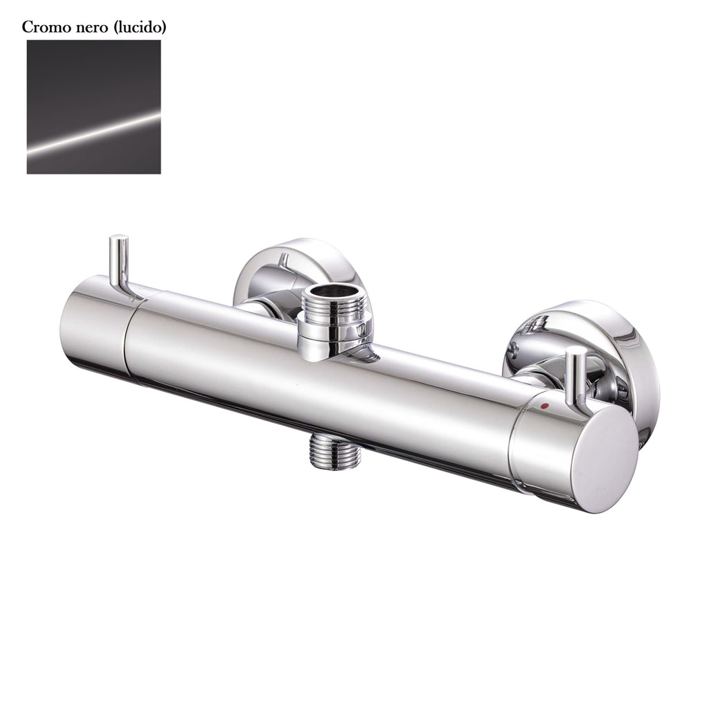 Miscelatore doccia esterno con cartuccia 35mm e deviatore cromo nero