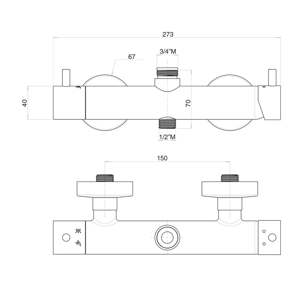 Miscelatore doccia esterno con cartuccia 35mm e deviatore bianco