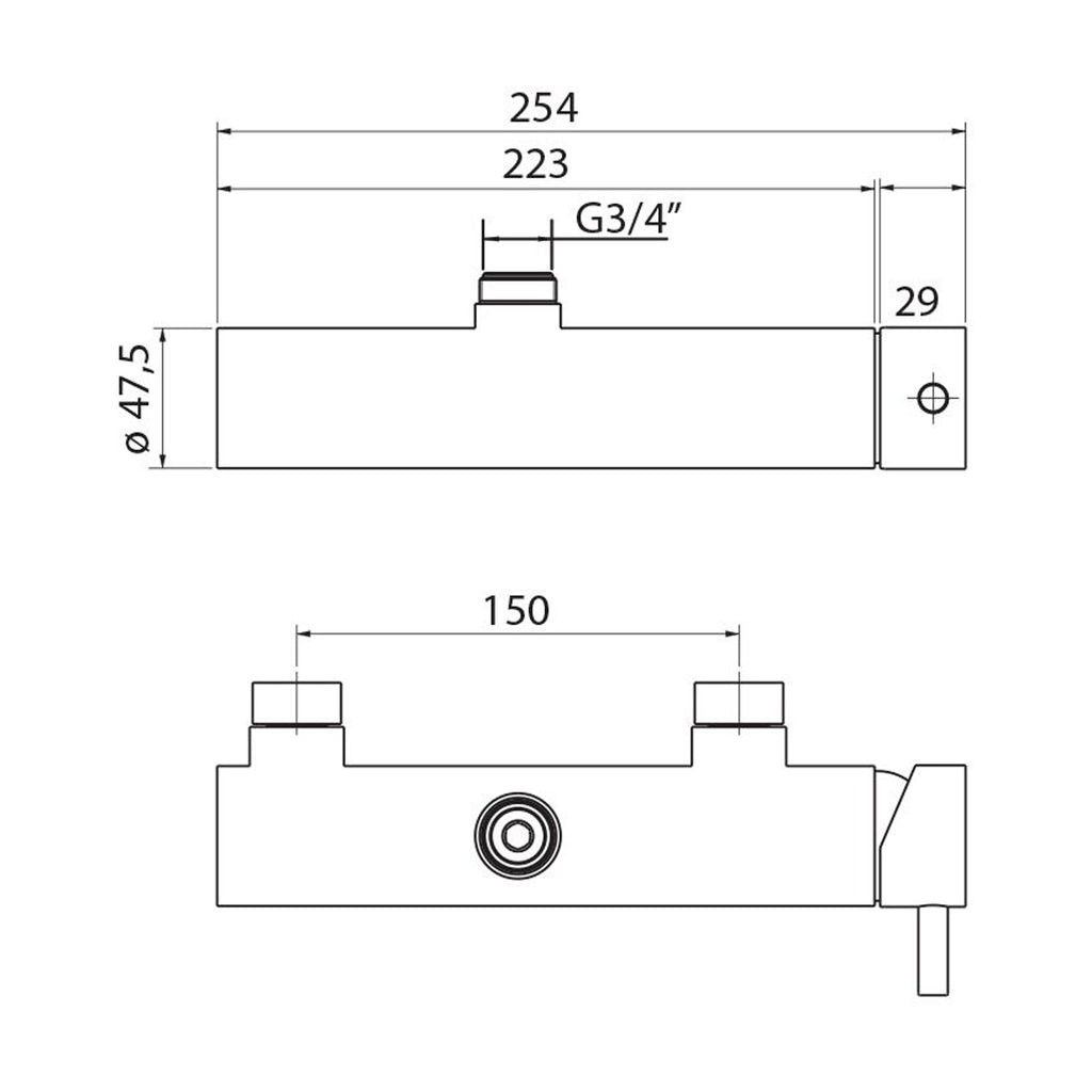 Miscelatore doccia esterno con cartuccia 40mm e attacco 3/4M
