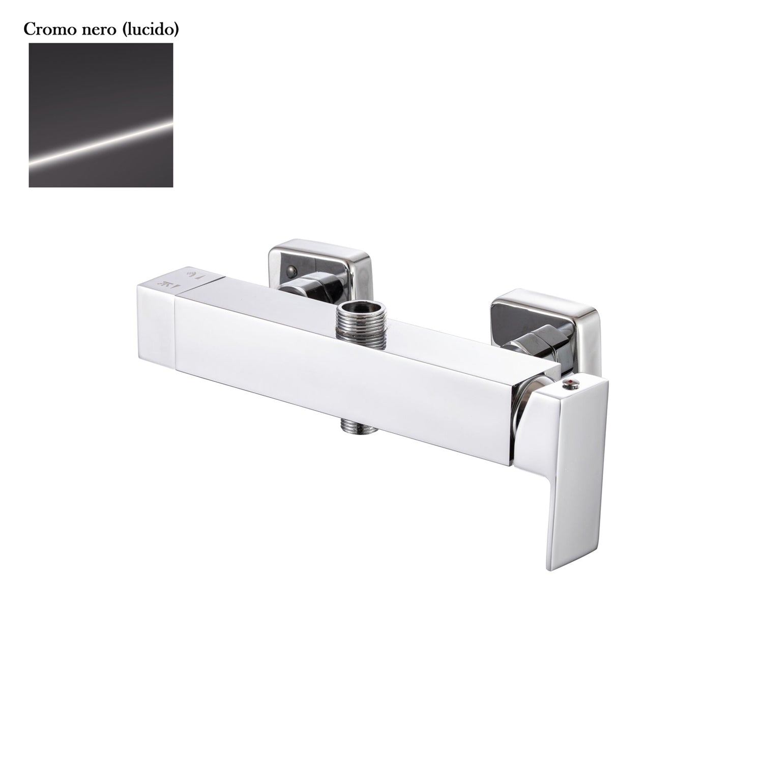 Miscelatore doccia esterno squadrato con cartuccia 35mm e deviatore cromo nero