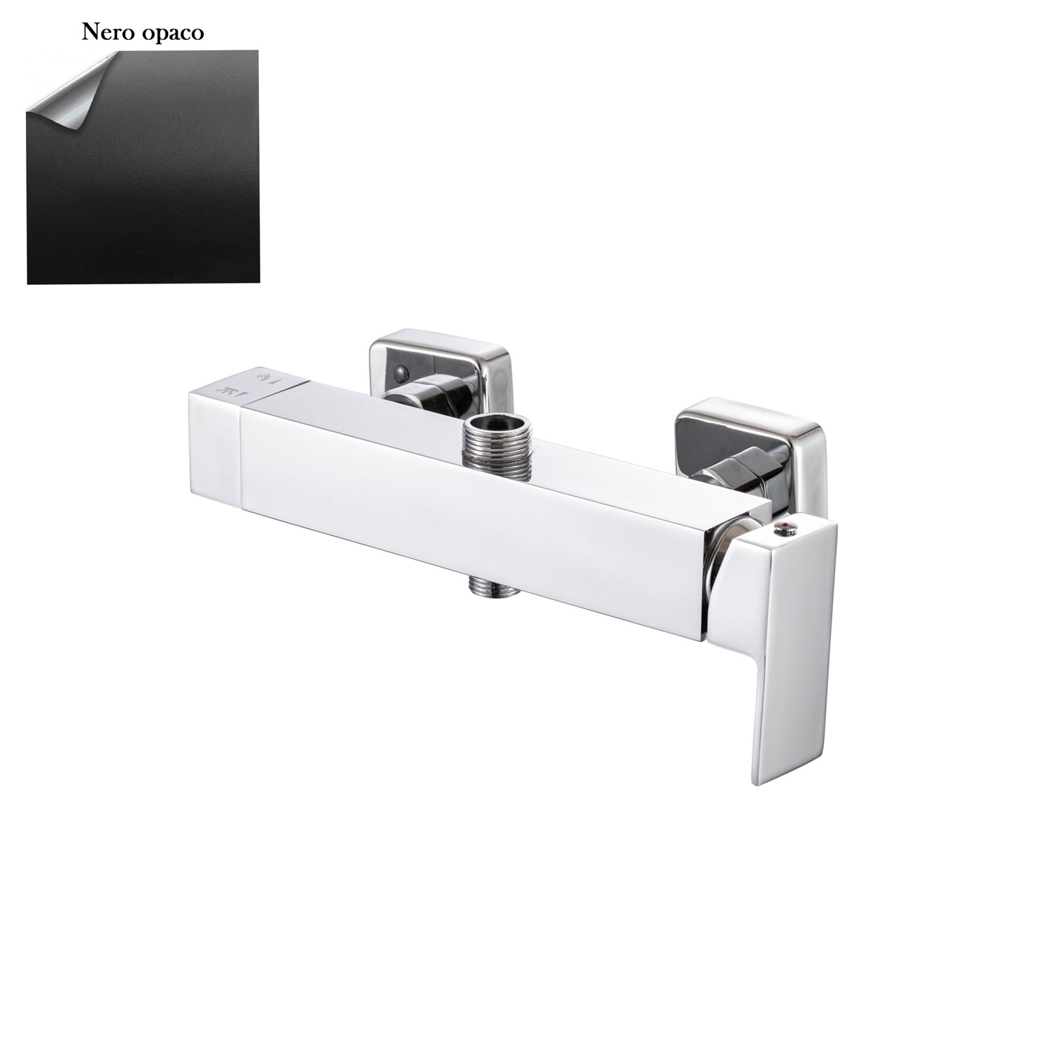 Miscelatore doccia esterno squadrato con cartuccia 35mm e deviatore nero