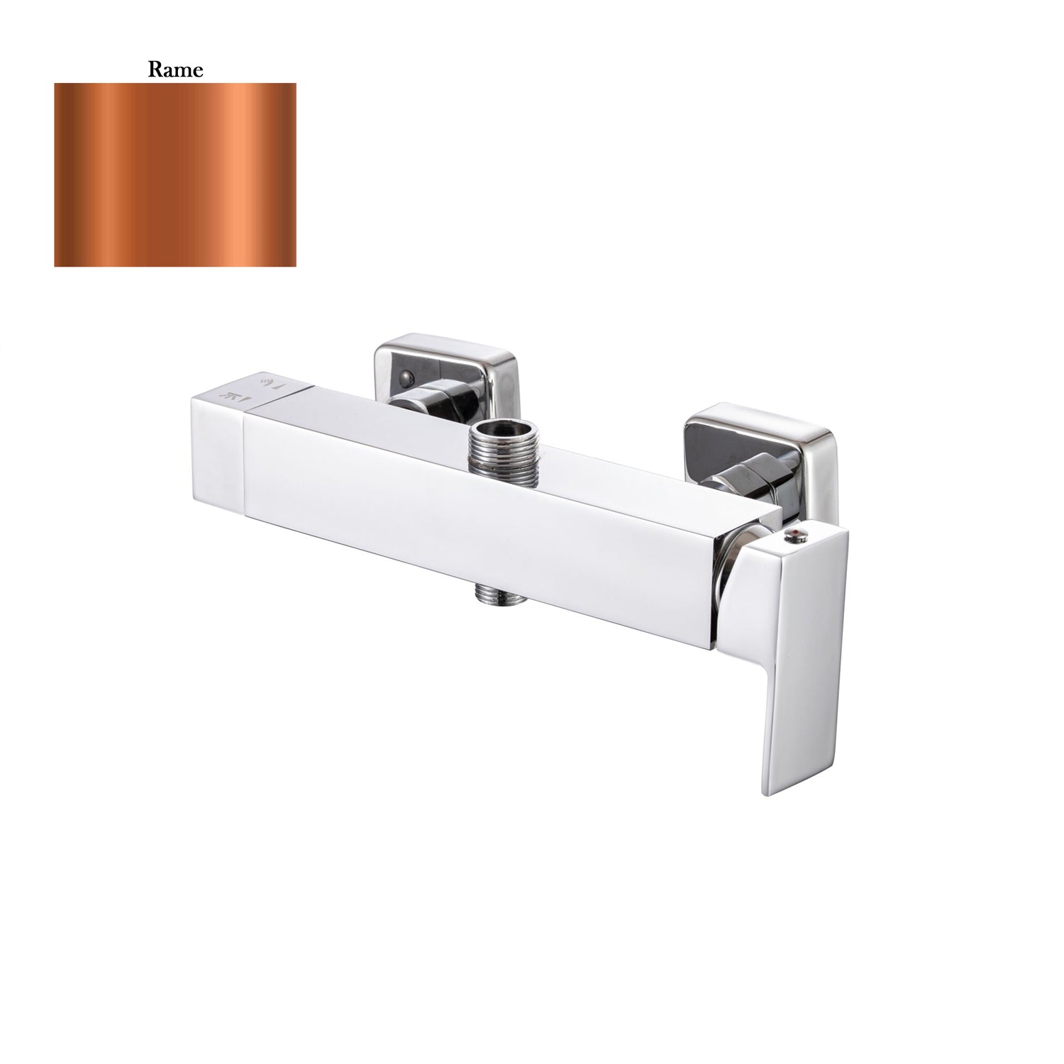 Miscelatore doccia esterno squadrato con cartuccia 35mm e deviatore rame