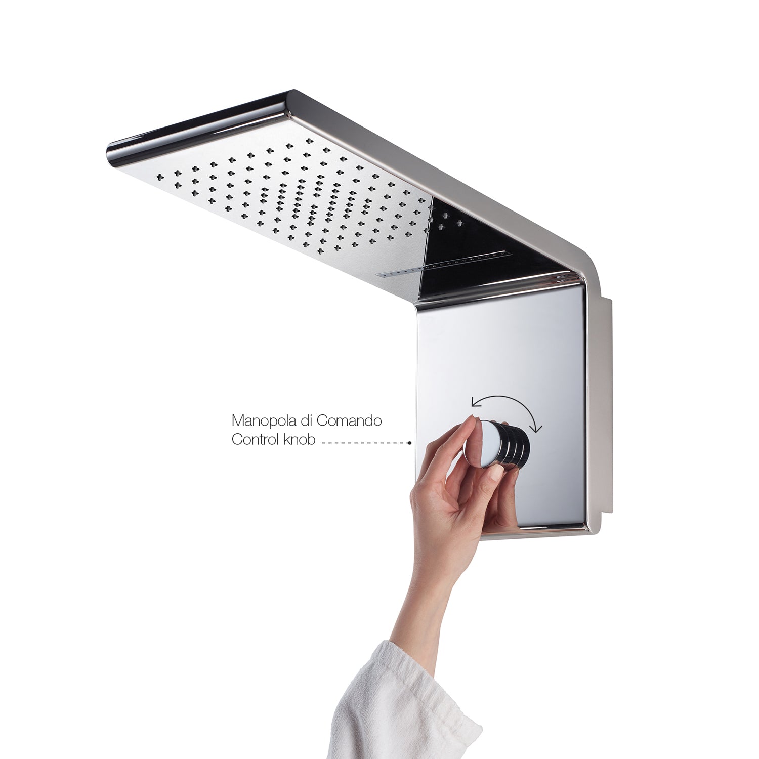 Soffione doccia Bossini Syncro Rain 3 getti acciaio inox cromato 45x20 cm