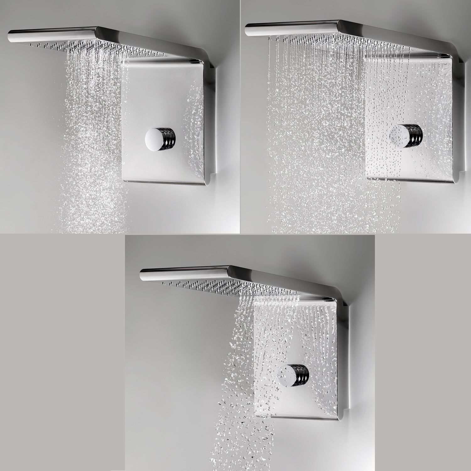 Soffione doccia Bossini Syncro Rain 3 getti acciaio inox cromato 45x20 cm
