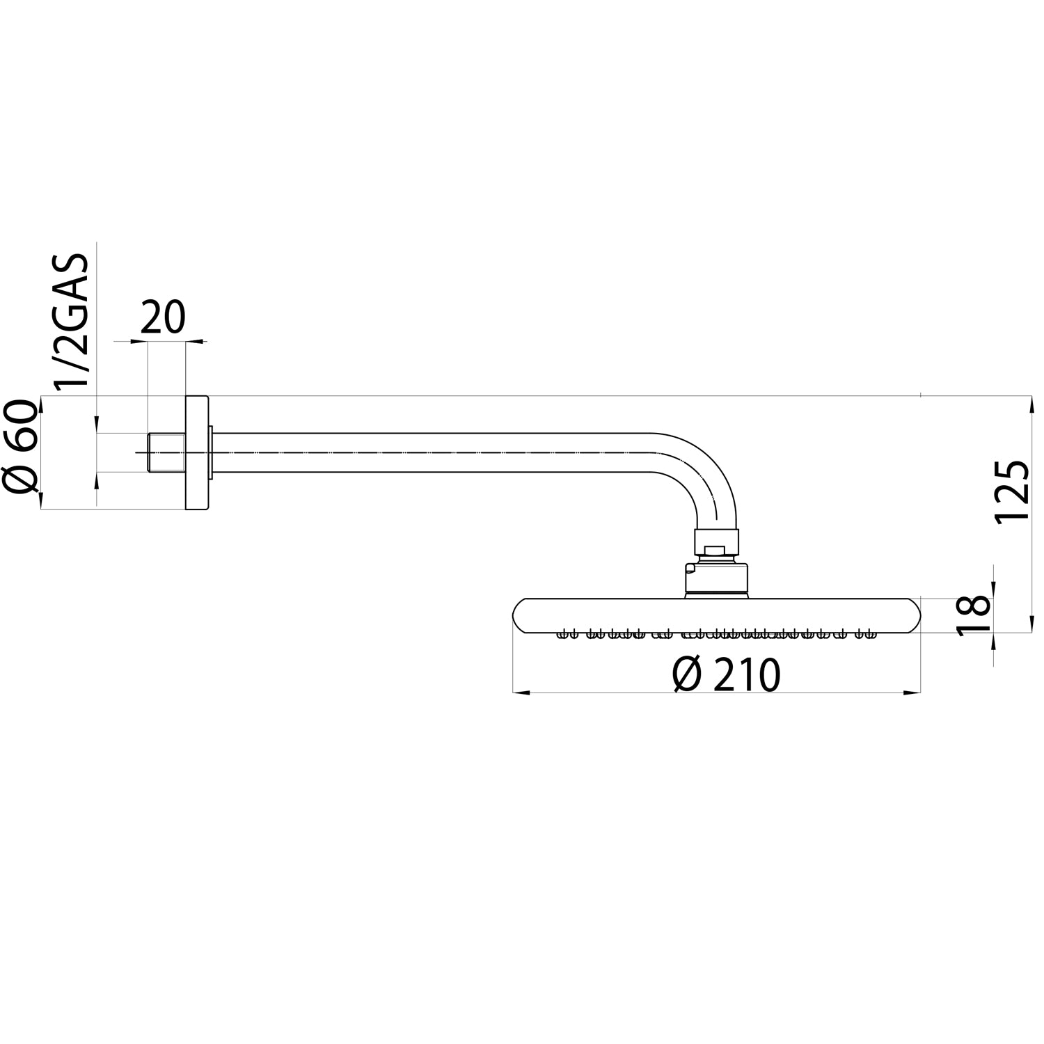 Soffione doccia tondo in ABS cromo lucido Bossini Agua diametro 210 mm
