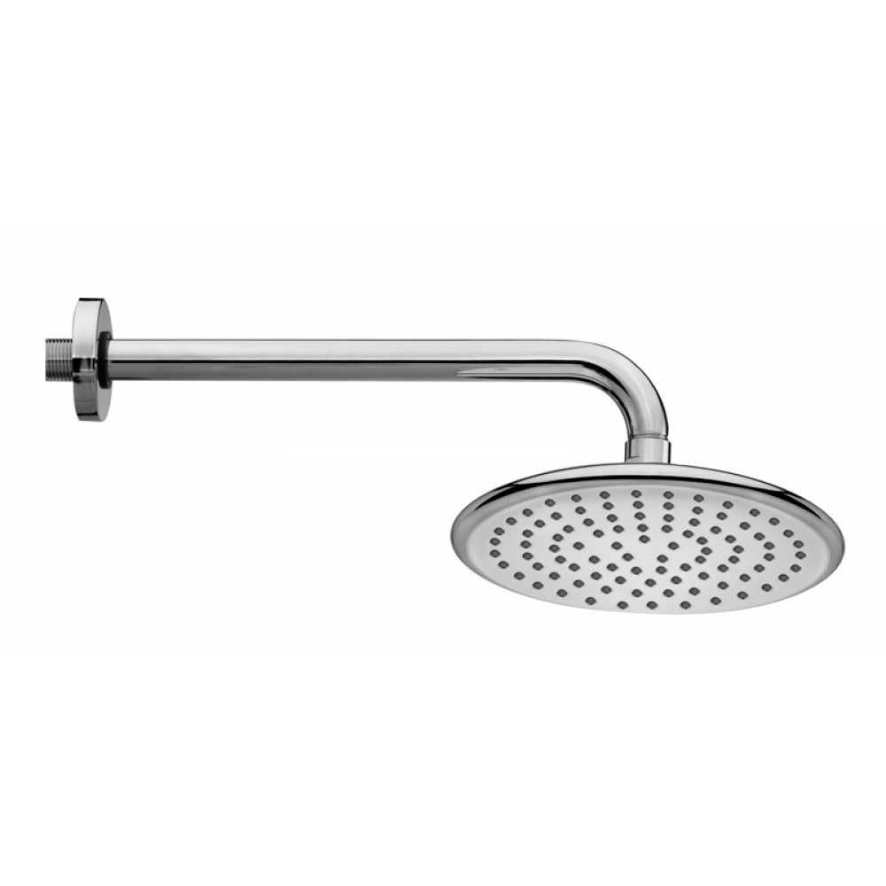 Soffione doccia tondo in ABS cromo lucido Bossini Agua braccio 350 mm