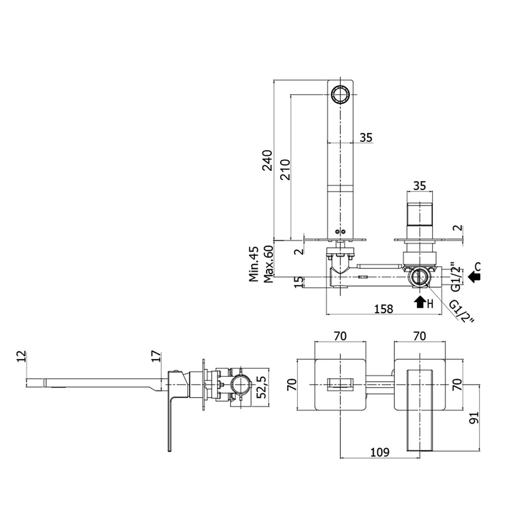 Miscelatore incasso lavabo Paffoni Effe con bocca
