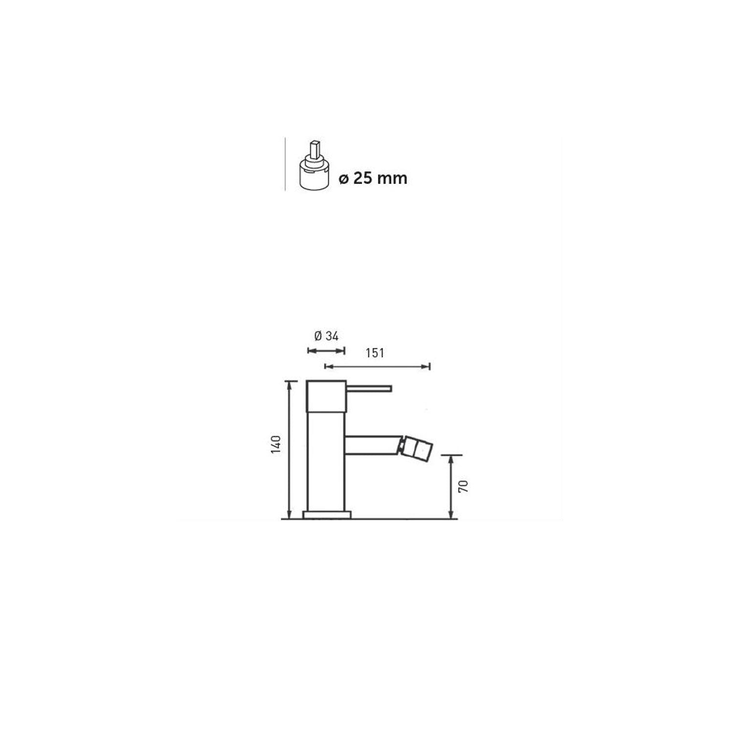 Miscelatore bidet monocomando in ottone nero opaco della serie minimal Keller taps