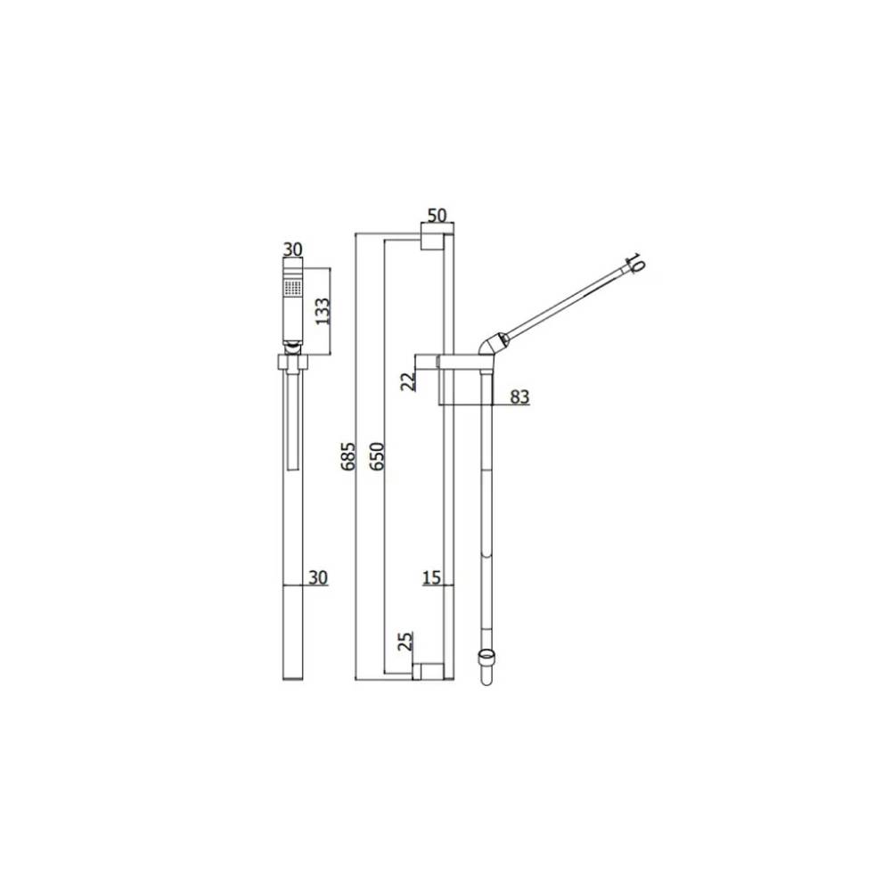 Set saliscendi doccia Level con portasapone e miscelatore doccia esterno Tilt Paffoni