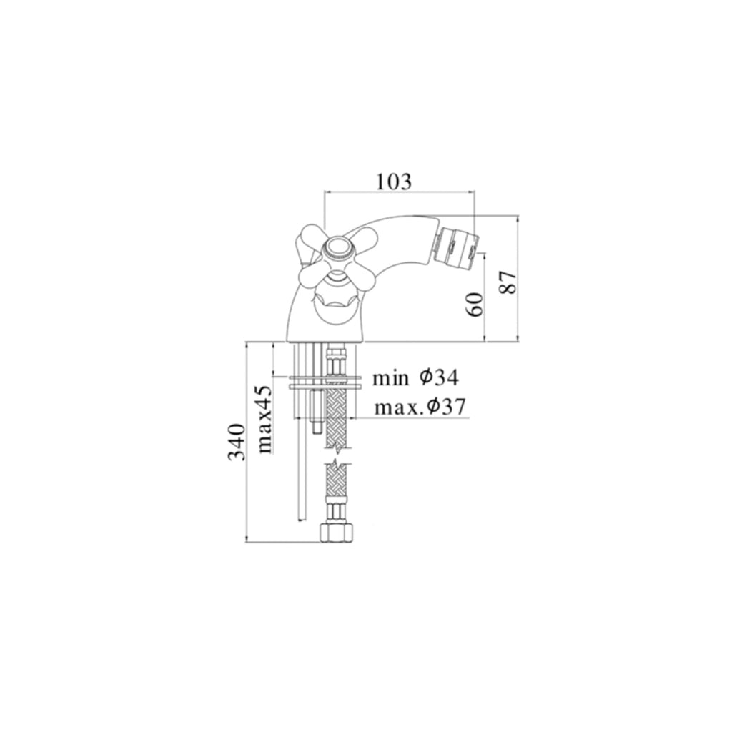 Monoforo bidet con canna orientabile Paffoni serie Iris - Ramato