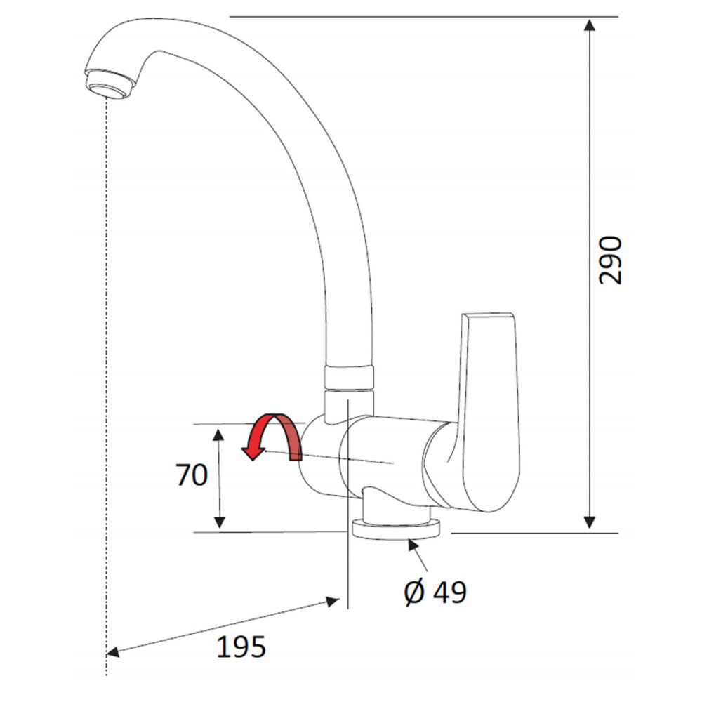 Miscelatore lavello sottofinestra Rubinetterie Mariani linea Artic ottone cromato
