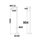 Miscelatore lavabo freestanding serie TriaSix in acciaio 316 spazzolato