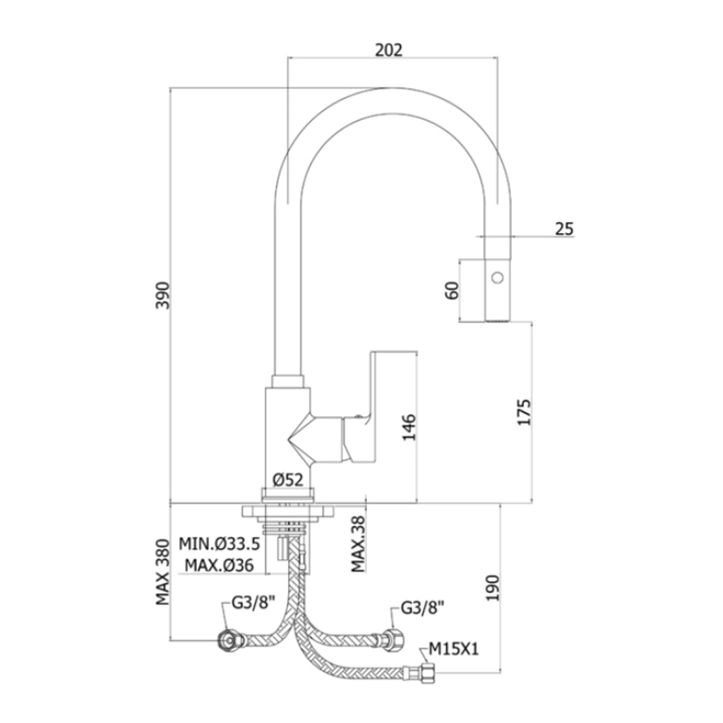 Miscelatore lavello laterale doccetta estraibile serie Red modello RED285CR cromo Paffoni