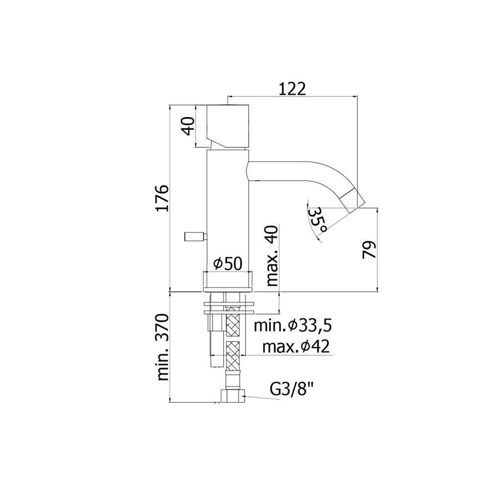 Miscelatore lavabo Paffoni Light ottone cromato senza scarico