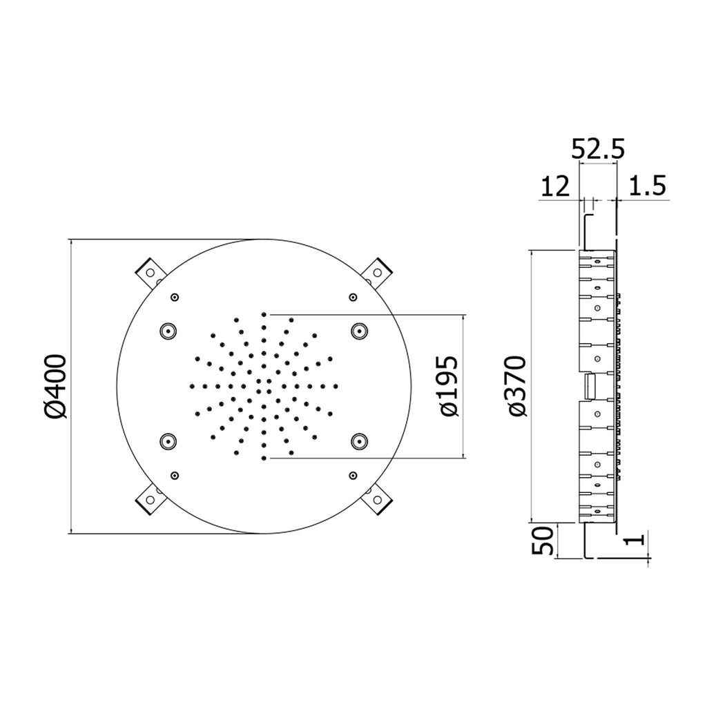 Soffione incasso tondo Paffoni Filadelfia diametro 400 mm con nebulizzatore