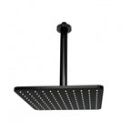 Soffione doccia quadro a soffitto Bossini Cosmo 28x28 nero opaco con braccio 300 mm