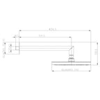 Soffione doccia quadro a parete Bossini Cosmo 21x21 nero opaco con braccio 350 mm