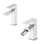 Composizione RubiFlux Square con miscelatore lavabo+ bidet in ottone cromato