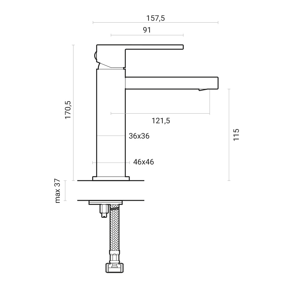 Composizione RubiFlux Square con miscelatore lavabo+ bidet in ottone cromato