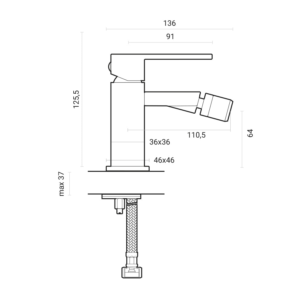 Composizione RubiFlux Square con miscelatore lavabo+ bidet in ottone cromato
