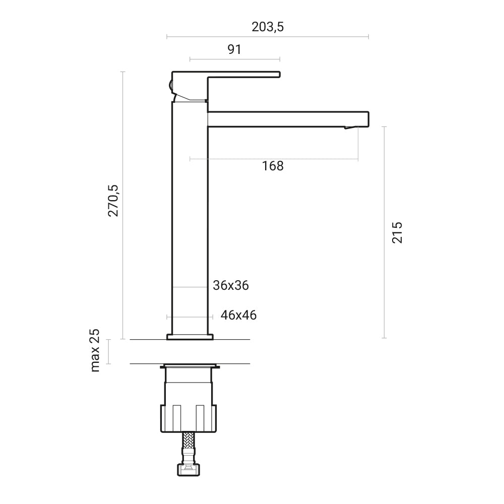 Composizione RubiFlux Square con miscelatore lavabo alto+ bidet ottone cromo con pilette di scarico