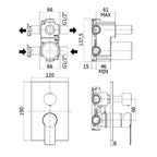 Miscelatore incasso doccia con cartuccia deviatore a 3 uscite Paffoni serie Tango - Cromato