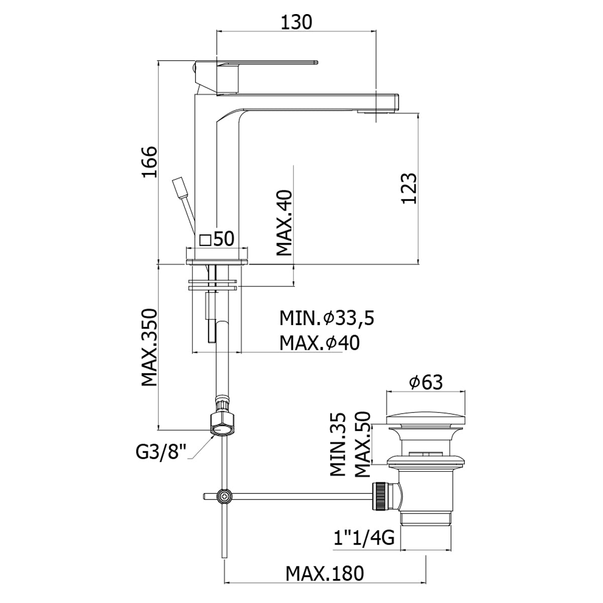 Miscelatore lavabo Paffoni modello Tango con piletta Click-Clack inclusa