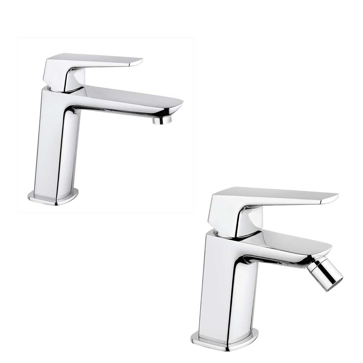Set di Miscelatori lavabo e Bidet con scarico finitura cromata collezione Spartaco di Mamoli Rubinetterie
