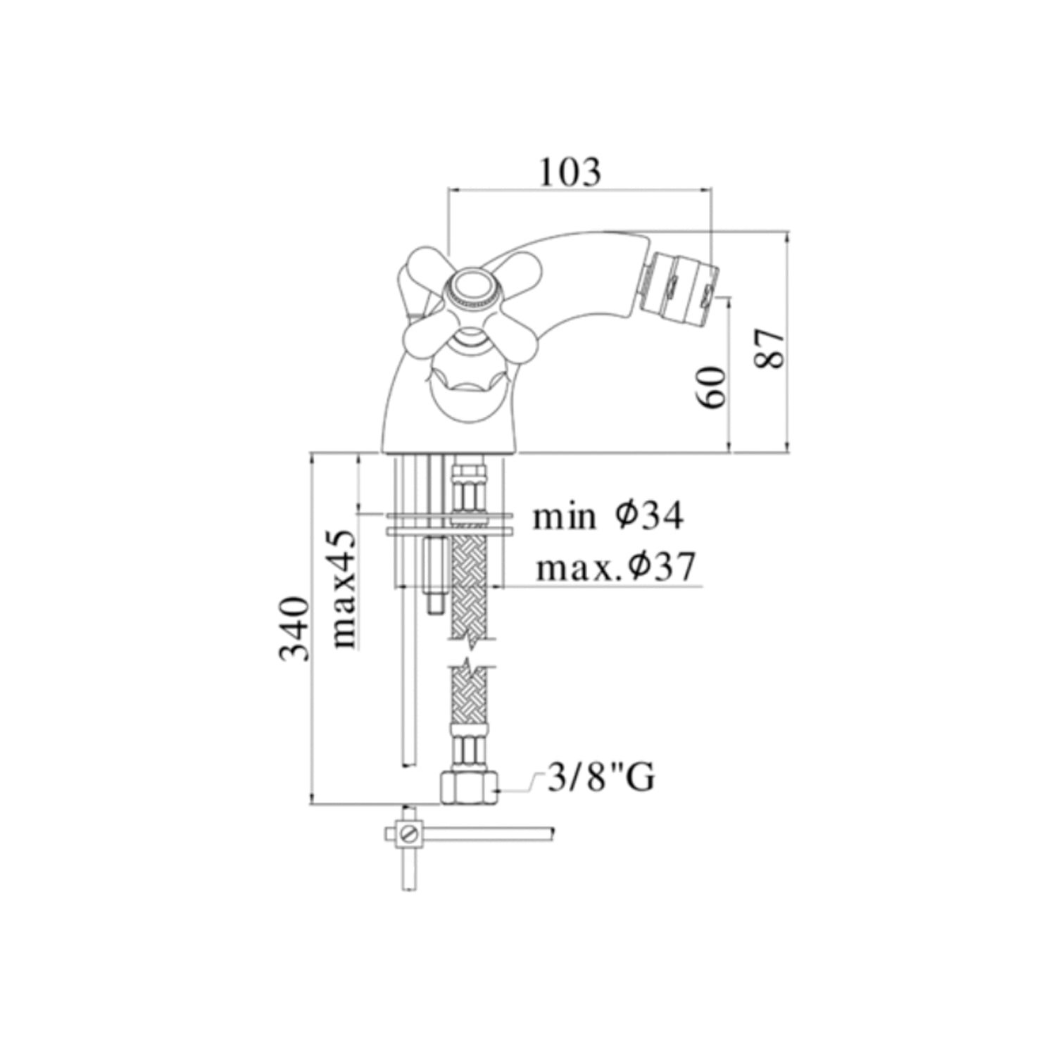 Monoforo bidet Paffoni serie Iris - Cromato